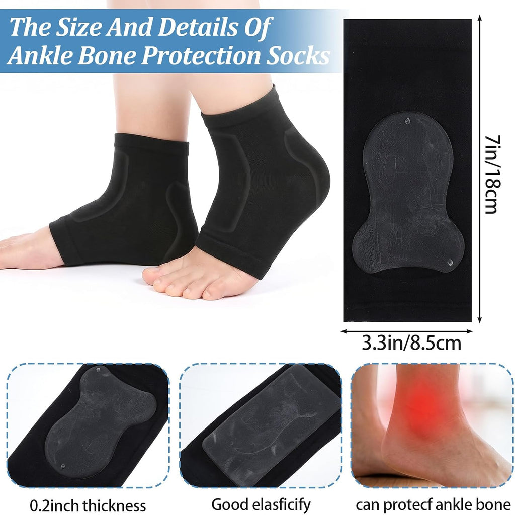 2 Pairs Padded Skate Socks Ice Skating Protection Socks with Gel Pa...
