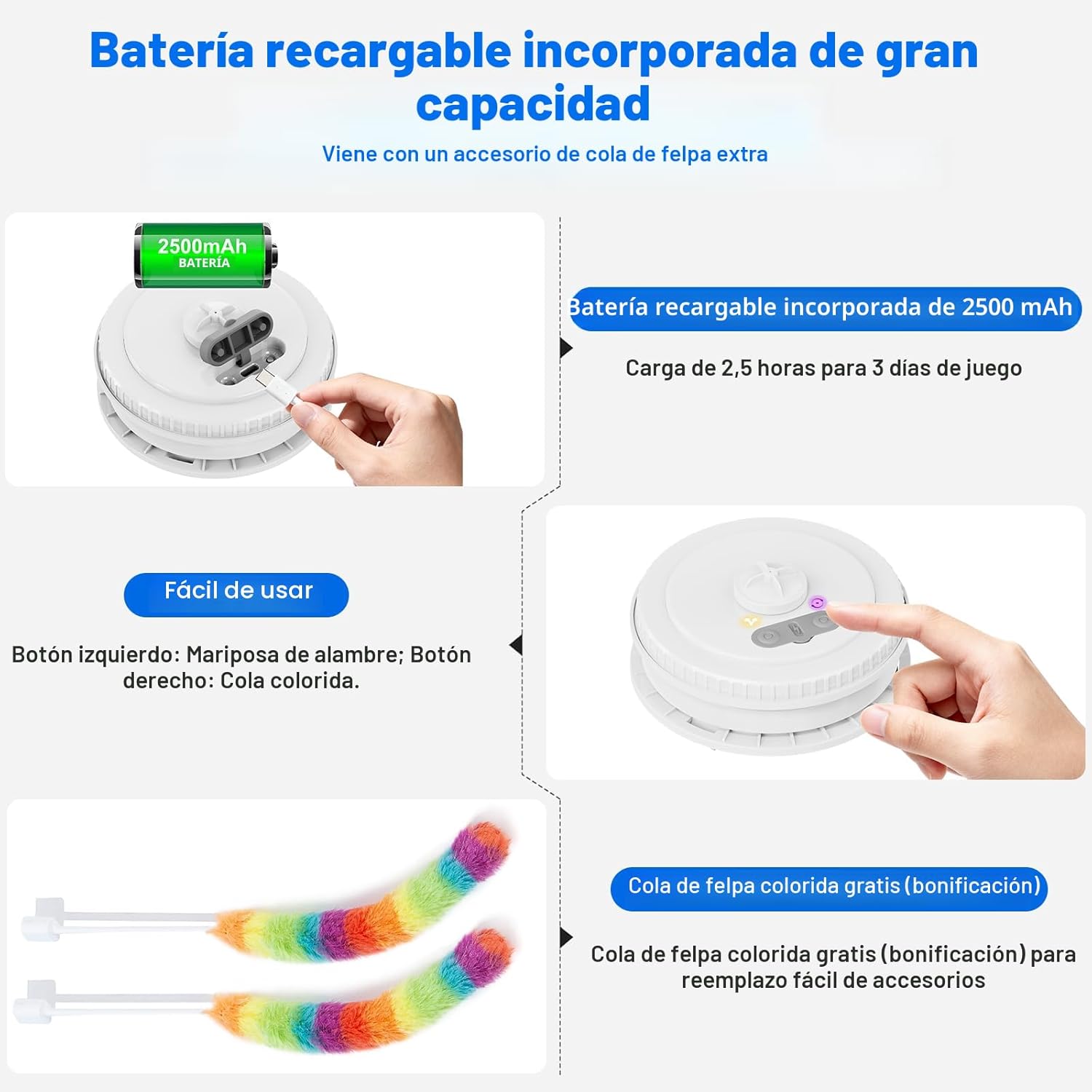 Qraxond Juguetes interactivos para gatos de interior, [Nuevamente a...