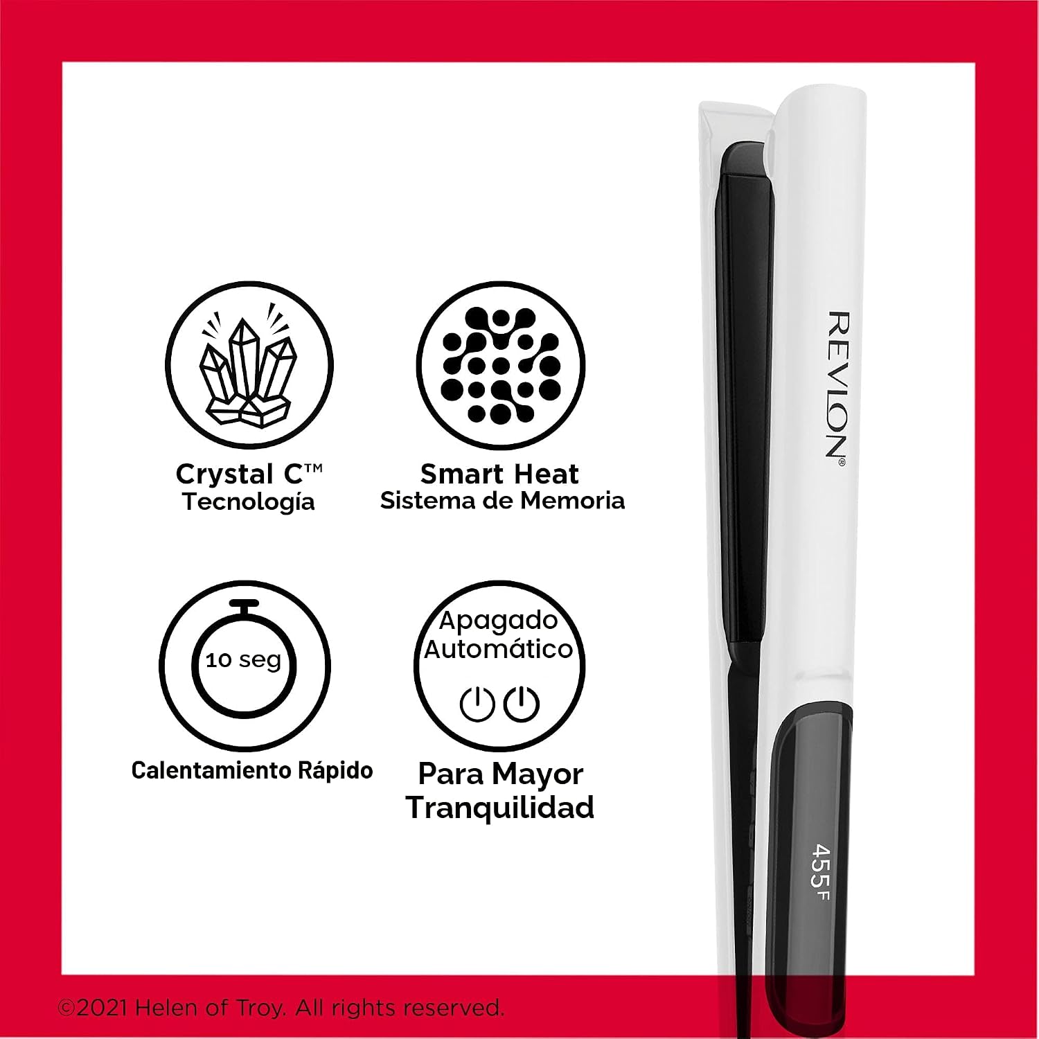 REVLON Crystal C + plancha digital de cerámica para el cabello, bri...
