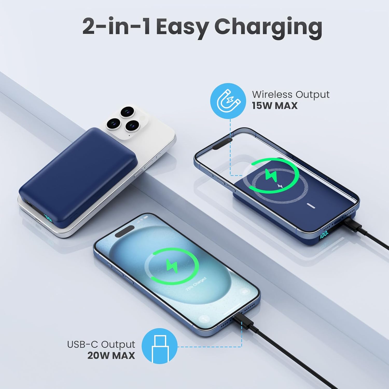 Cargador portátil magnético de 10800 mAh para batería Magsafe, banc...