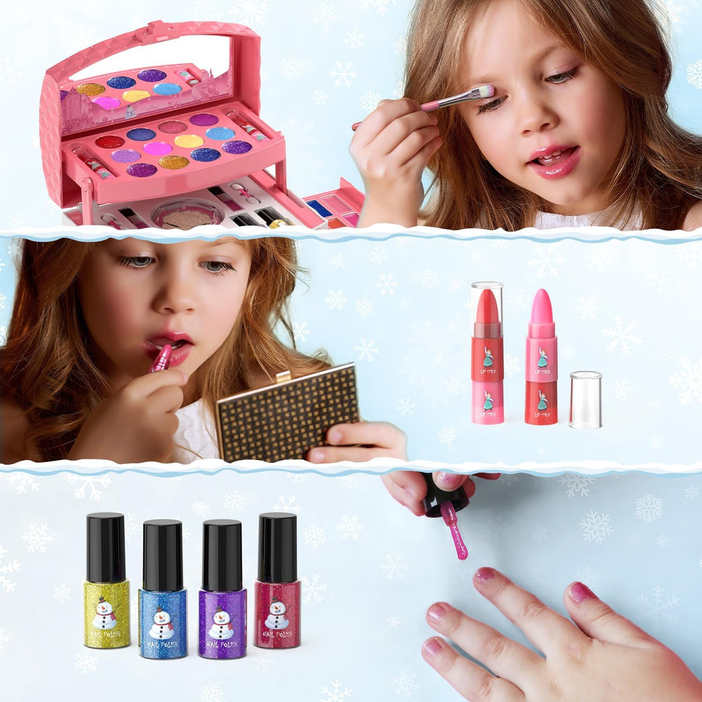 Perryhome Juego de maquillaje para niñas de 56 piezas, lavable, cos...