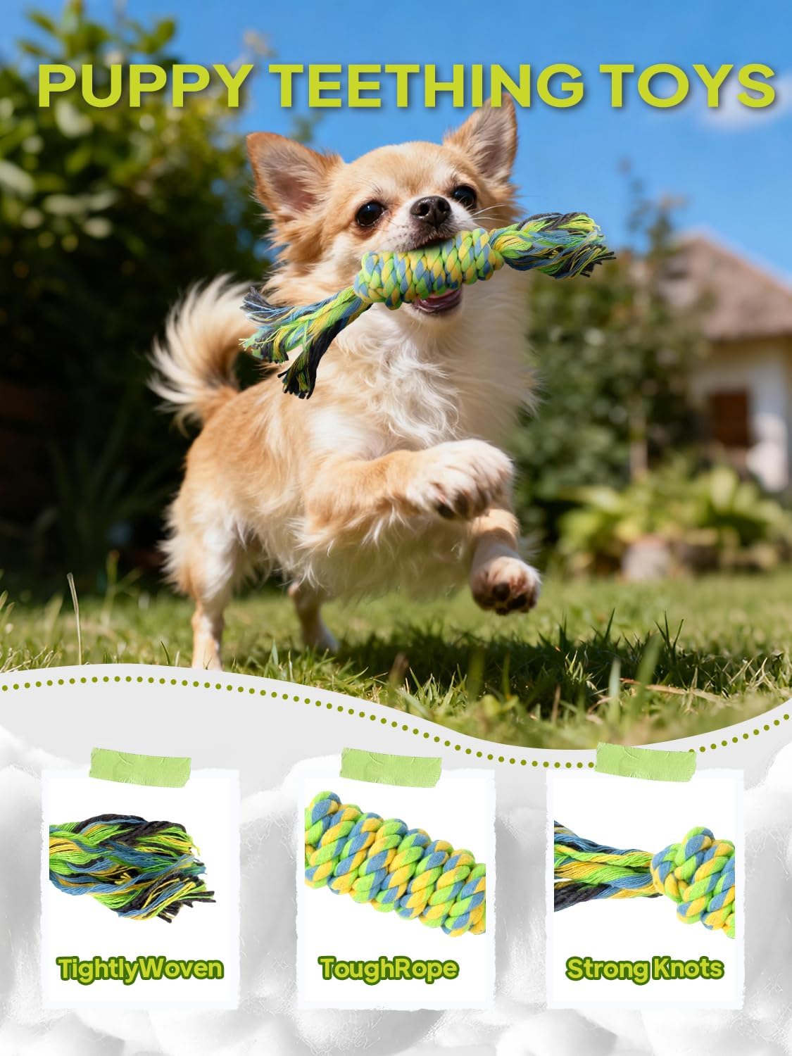 TwoEar Paquete de 9 Juguetes de Cuerda para Perros \u2013 Juguetes...