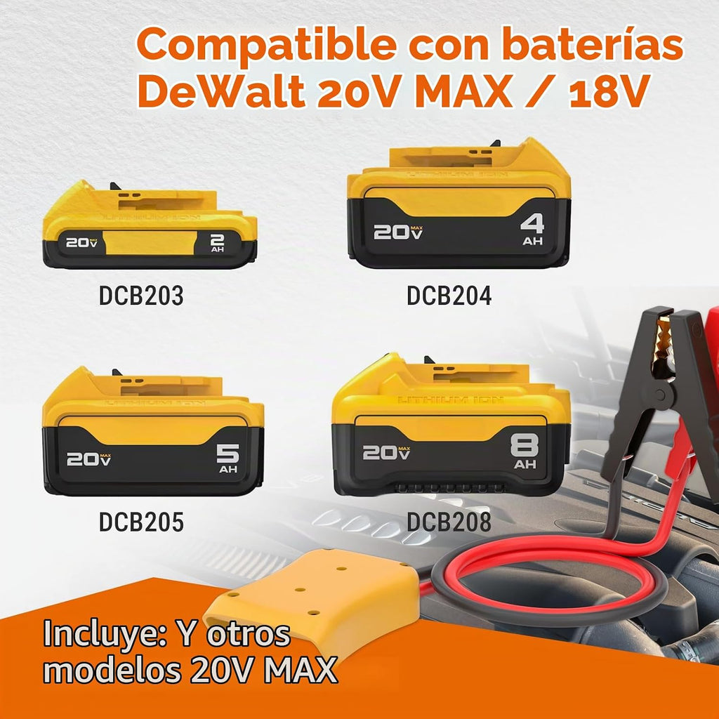Cables de puente para auto con adaptador compatible con baterías DE...