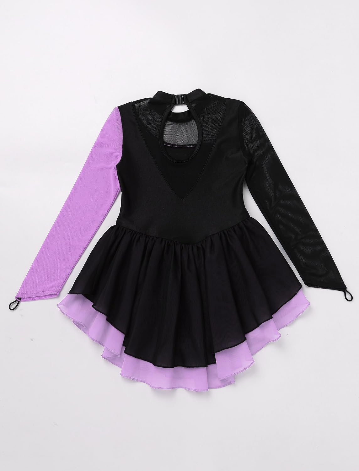Vestido de patinaje artístico para niña, con cuello alto falso metá...