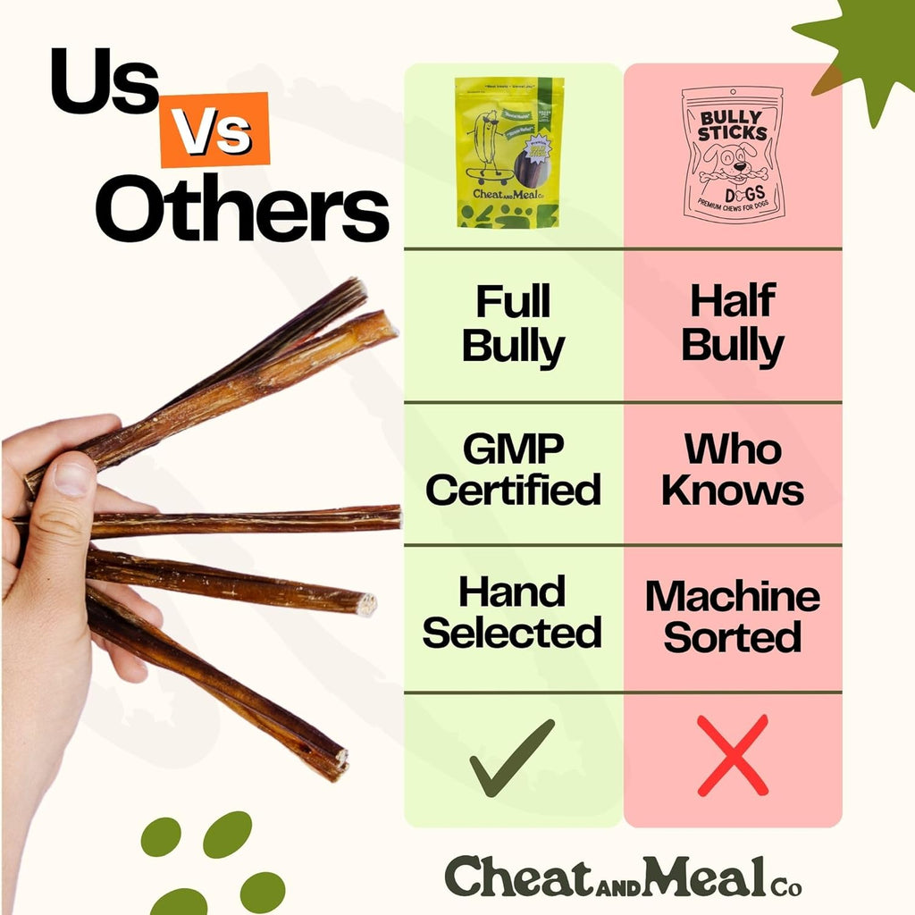 Cheat and Meal Co Bully Sticks para perros pequeños, juguetes masti...