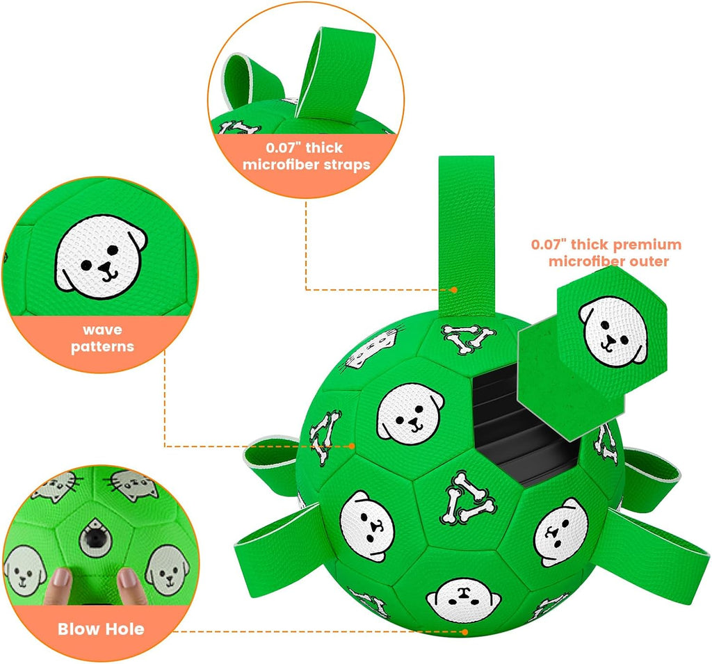 WYNTRIUM Pelota de fútbol de juguete para perros con pestañas de ag...