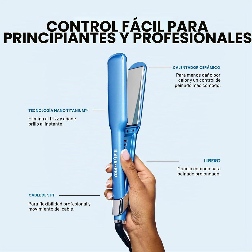 Plancha de pelo ultra elegante BabylissPRO Nano Titanium, plancha p...