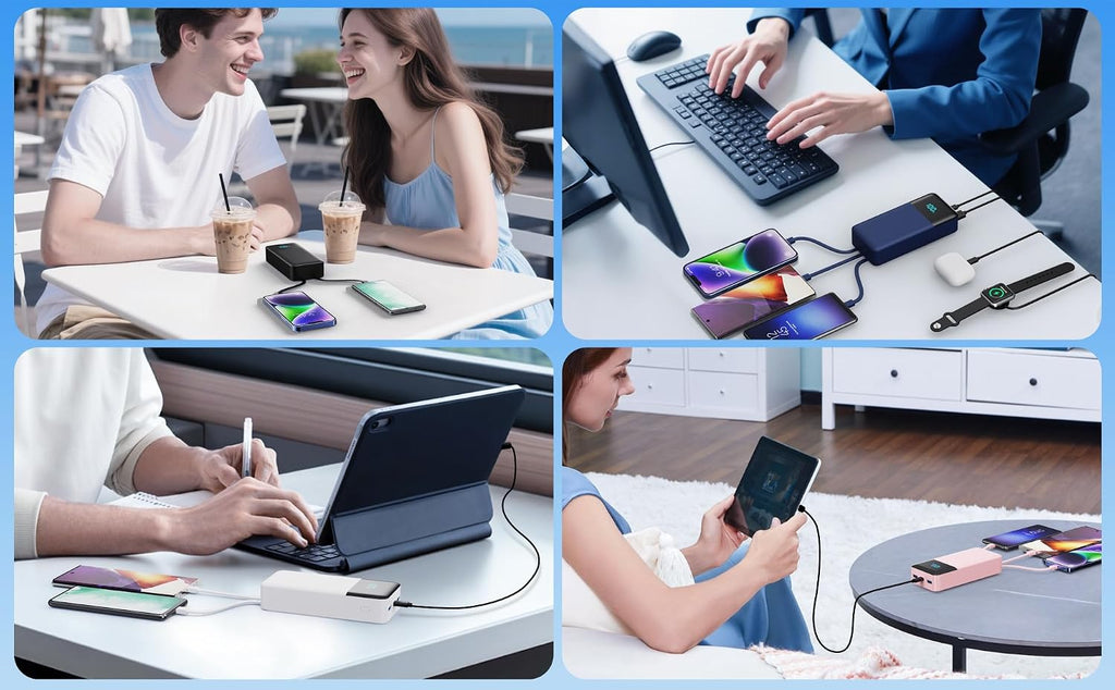 Cargador Portátil 50800mAh Banco de Energía con 3 Cables Integrados...