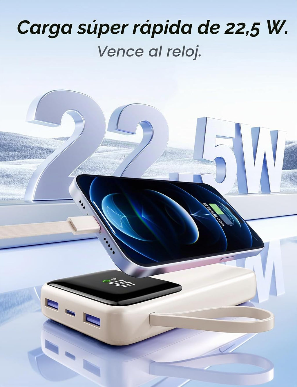Banco de energía, cargador portátil de 15000 mAh con cable integrad...
