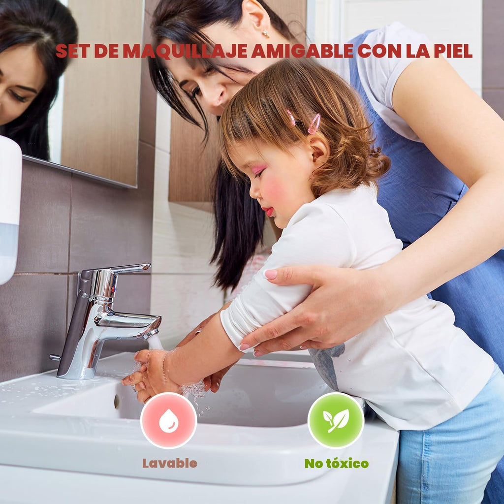 Perryhome Juego de maquillaje para niñas de 56 piezas, lavable, cos...