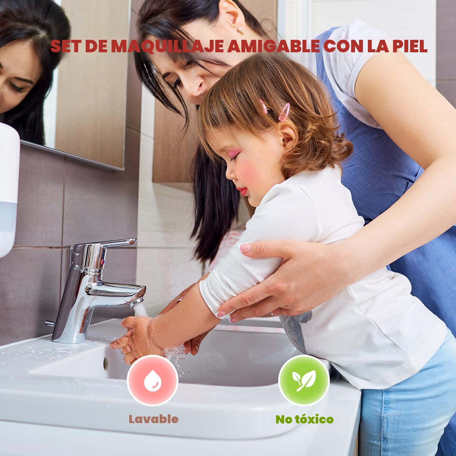 Perryhome Juego de maquillaje para niñas de 56 piezas, lavable, cos...