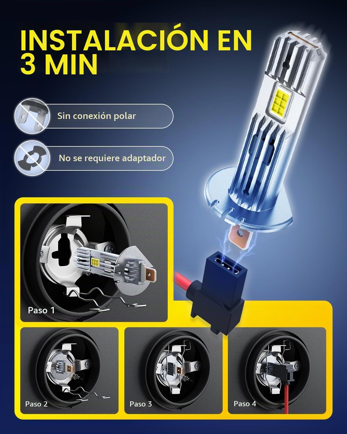 AUXITO Bombilla H1, 6500K Ultra Blanco 6X Mayor Brillo, Diseño Mini...