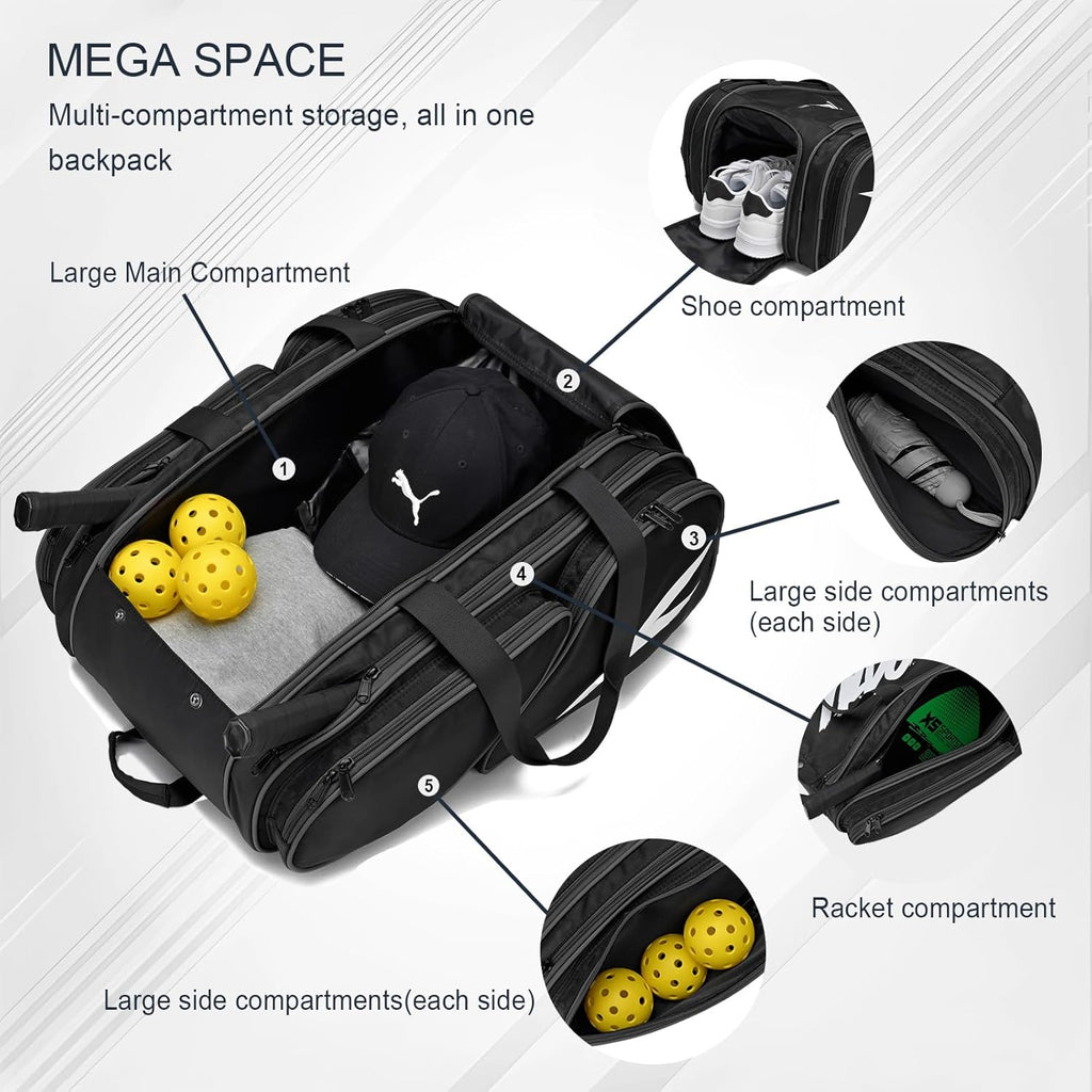 TILDOSAC Bolsa de pickleball \u2013 Bolsa grande de paleta para 4 p...