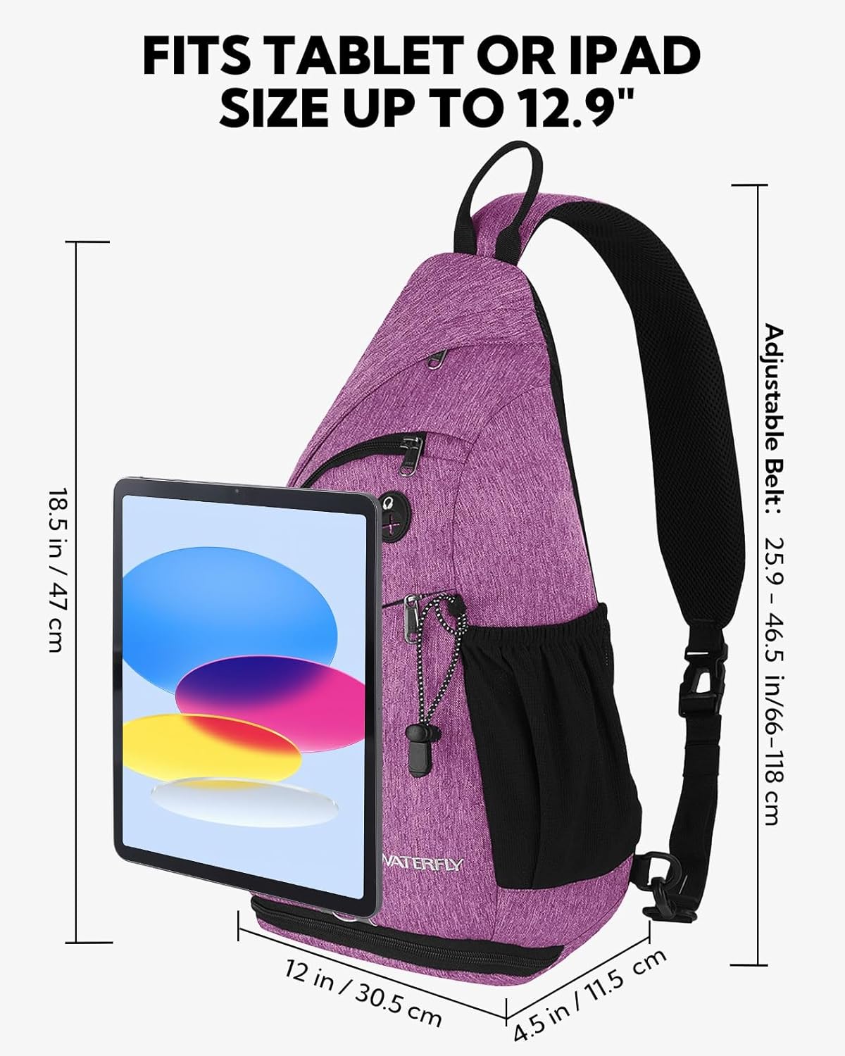 WATERFLY - Mochila de bandolera pequeña con asa para hombres y muje...