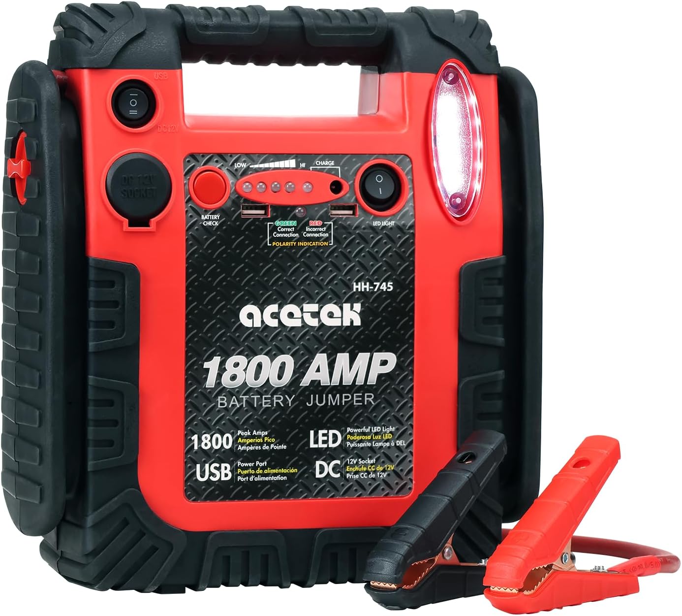 Arrancador de coche de pico de 1800 A, batería de 20000 mAh para mo...