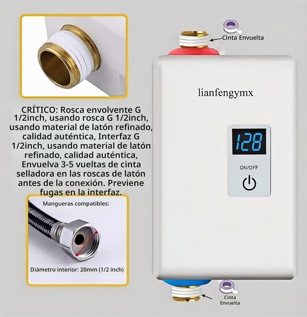 lianfengymx - Calentador de agua eléctrico sin tanque de 3000 W, 11...