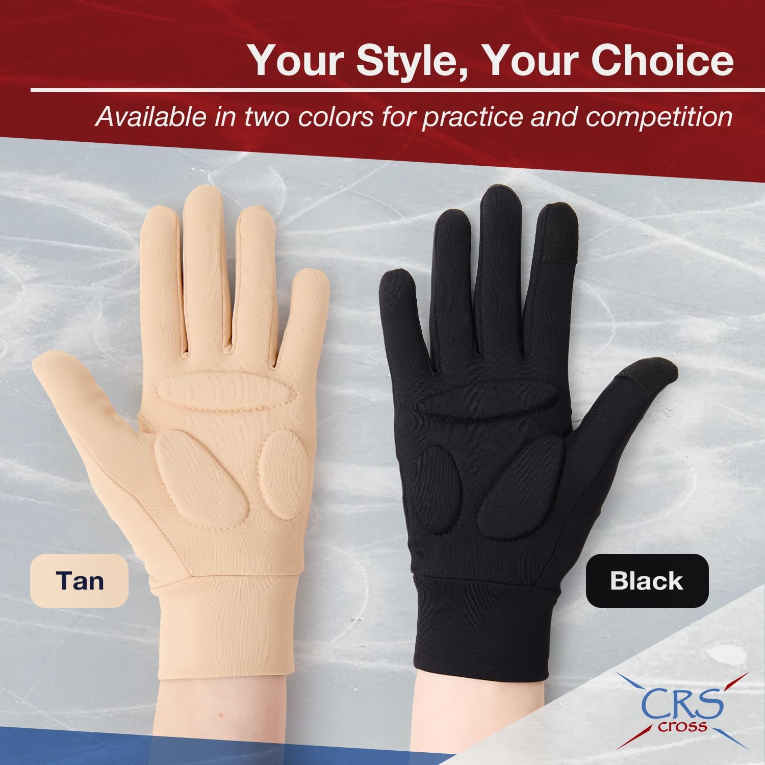CRS Cross Padded Ice Skating Gloves. Warm Padded Protection. Figure...