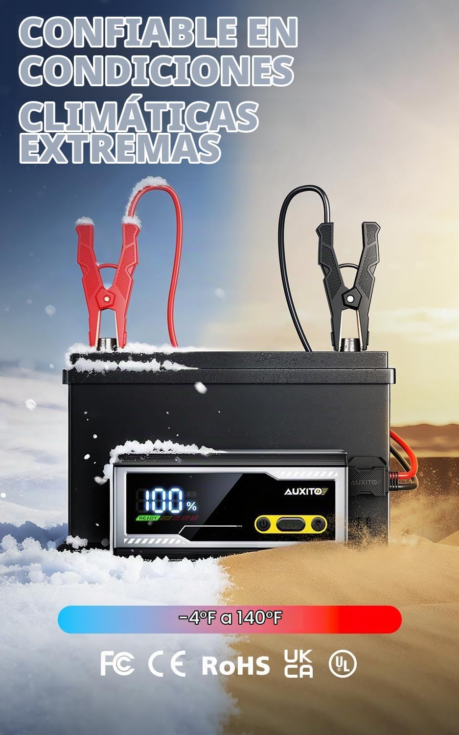 AUXITO Arrancador de 6000A, arrancador de batería de coche de 12V,...