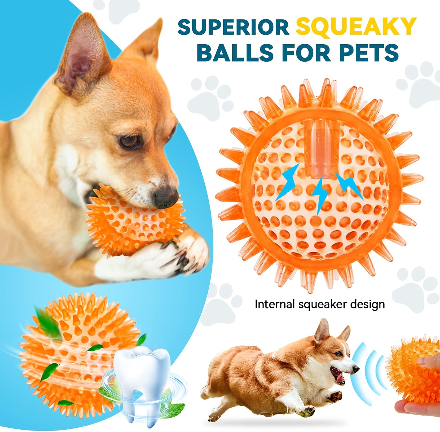 SHARLOVY Pelota de juguetes para perros grandes de 3.5", paquet...