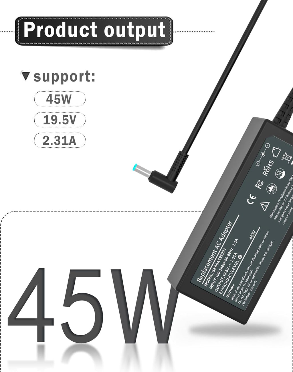SZGUDULO Cargador de 45W 19.5V 2.31A compatible con computadora por...