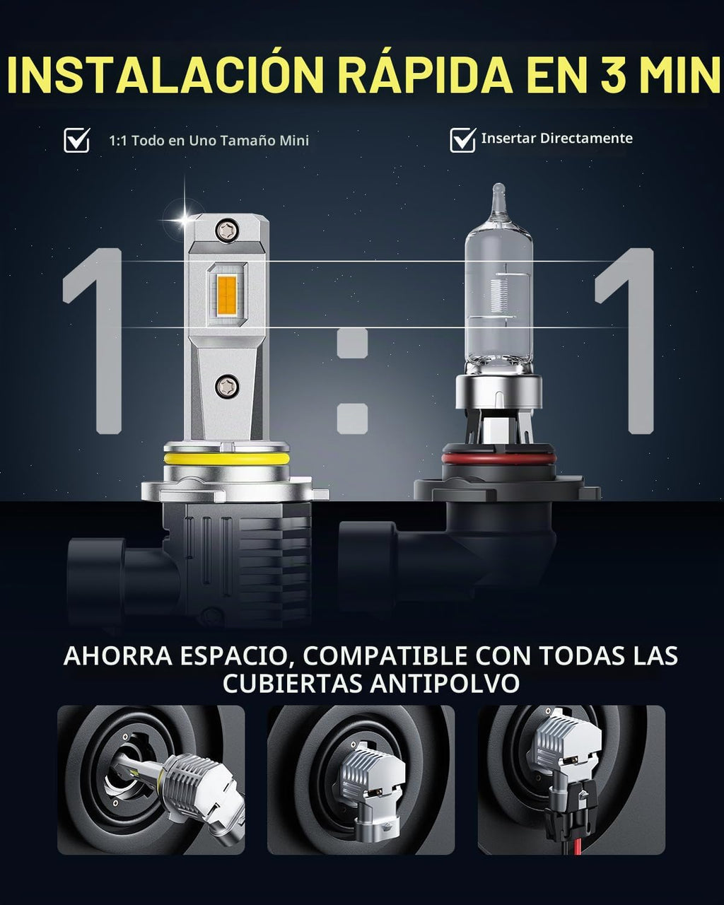 AUXITO Bombillas LED antiniebla 9145, 30,000 lúmenes, luz amarilla...