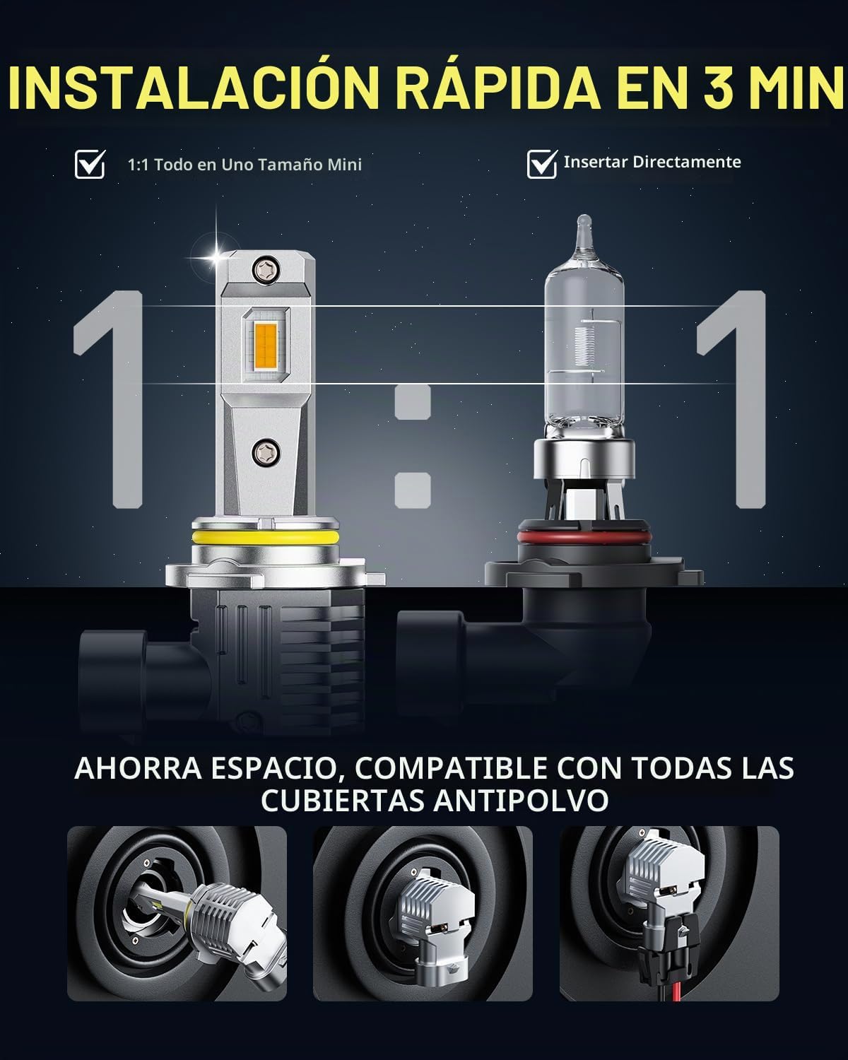 AUXITO Bombillas LED antiniebla 9145, 30,000 lúmenes, luz amarilla...