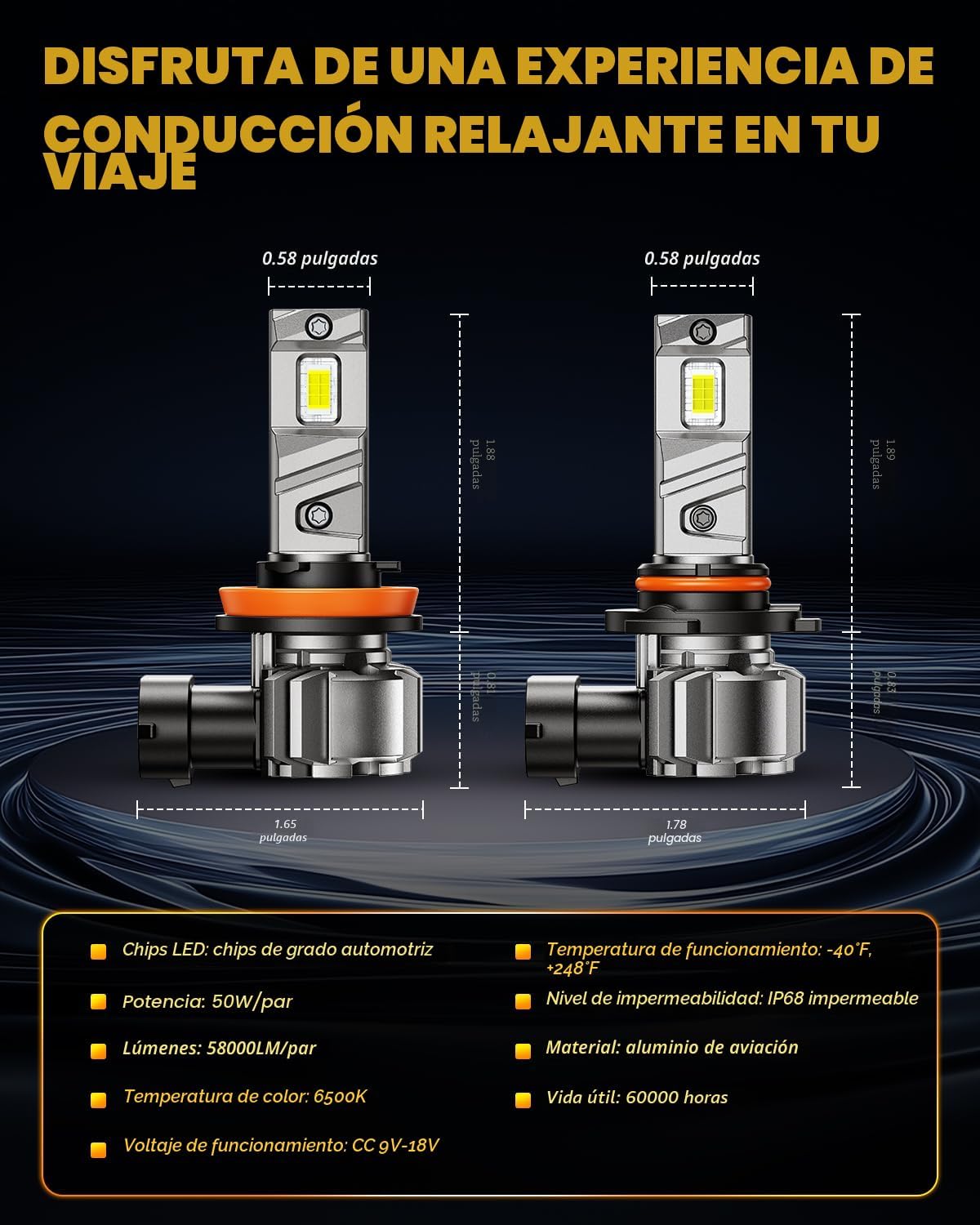 OXILAM H11 9005 - Combo de bombillas LED, 1000% más brillante, 6500...
