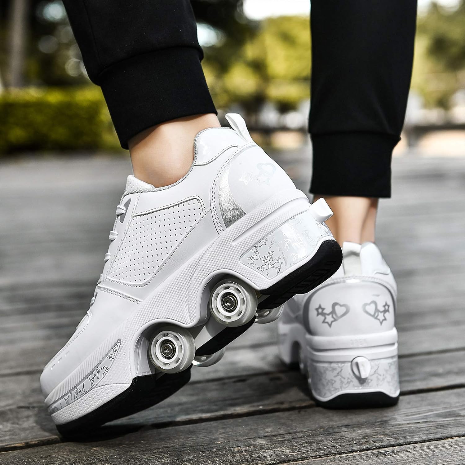 Rueda de deformación de doble hilera Zapatos para caminar automátic...
