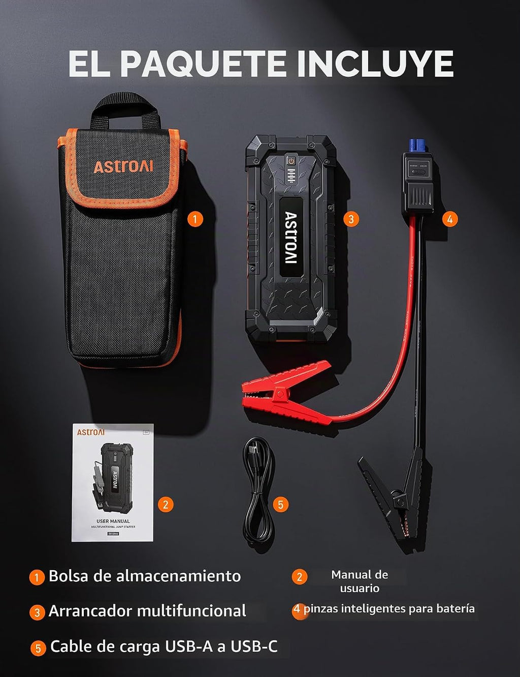 AstroAI S8 Ultra - Arrancador de litio de 12 V 4000 A hasta todo ga...