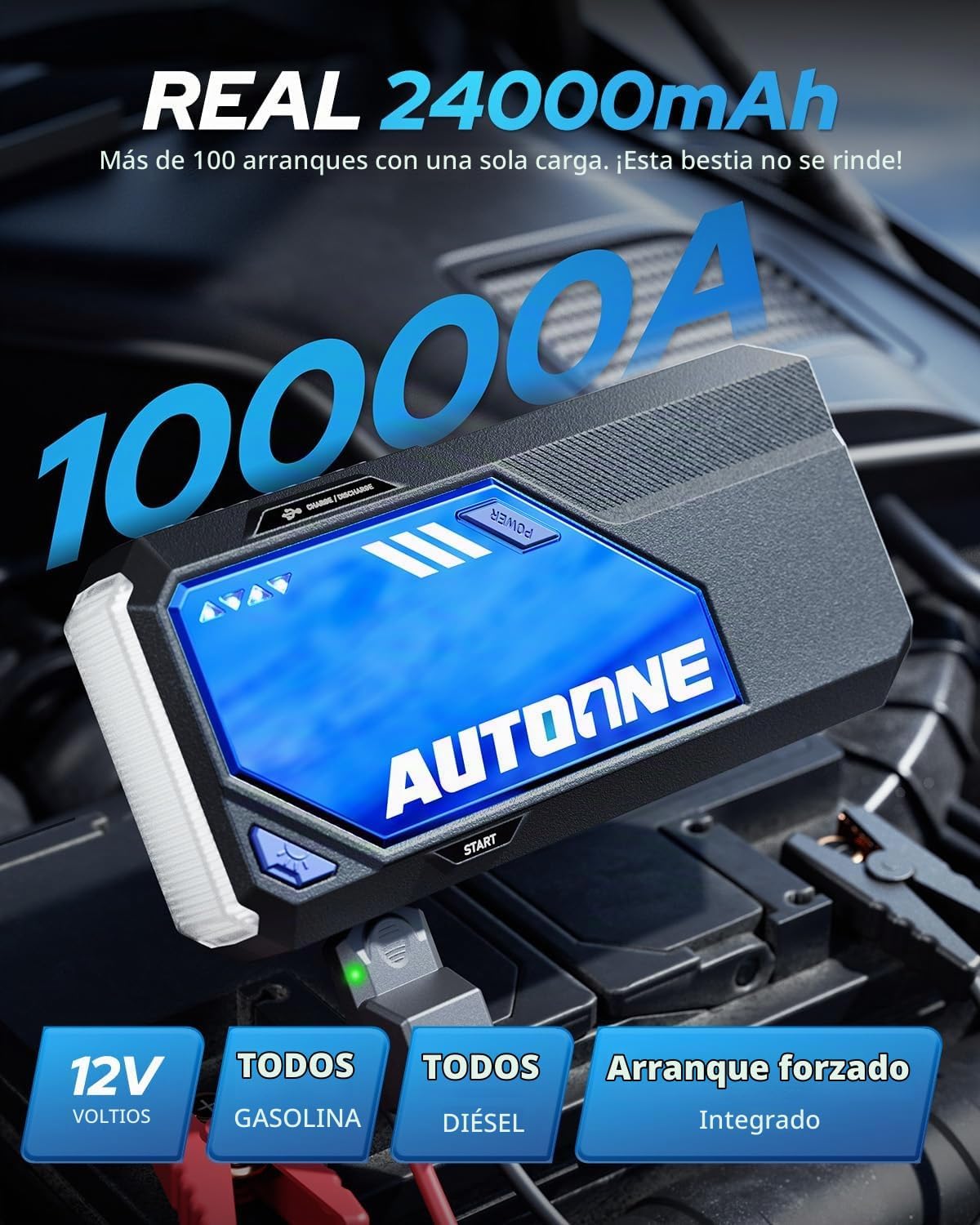 AUTOONE 9500A Arrancador de Coche 12V Arrancador de Batería de Coch...