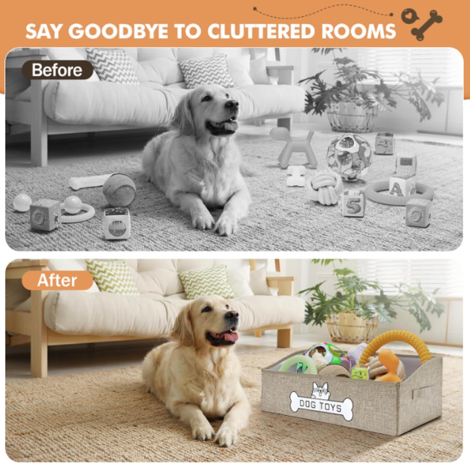 Mutiearo Cesta de juguetes para perros, especialmente diseñada para...