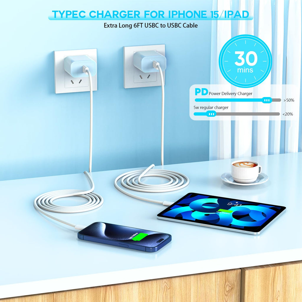 Certificado Apple MFi: cargador rápido USB C de 20 W para iPhone 17...