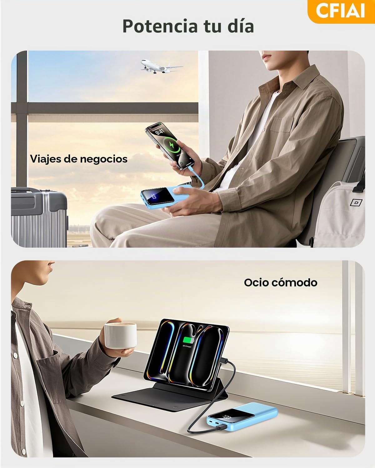 Cargador portátil, batería 50% más grande de 20000 mAh con cable in...