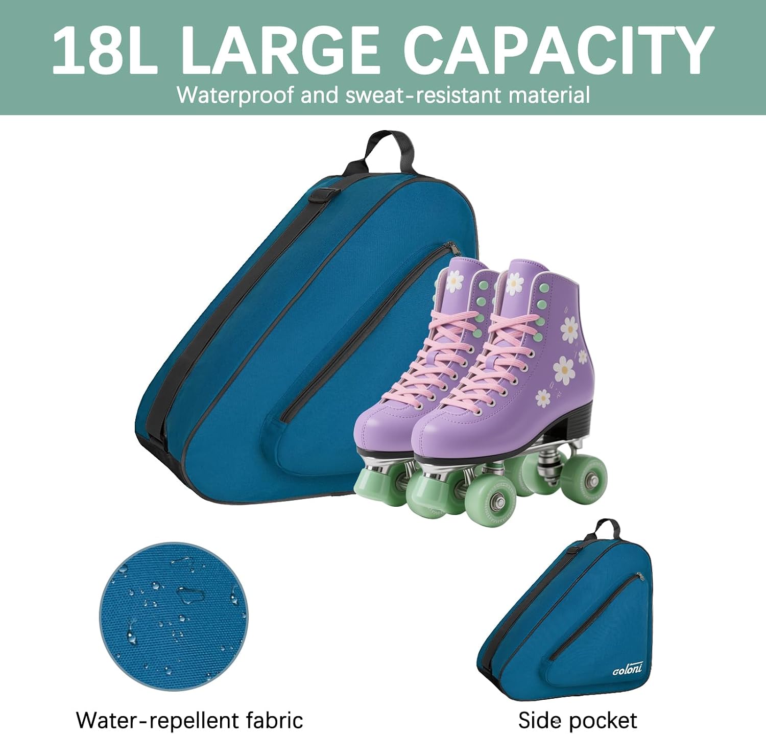 Goloni Bolsa de patinaje para patines de hielo, patines en línea, p...