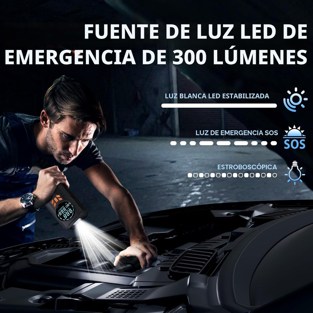 Arrancador con compresor de aire, batería de 5000 A 160 PSI portáti...