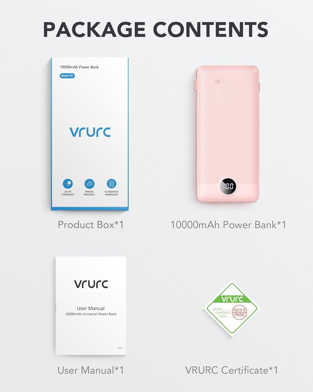 VRURC Cargador portátil con cables integrados y enchufe de pared de...