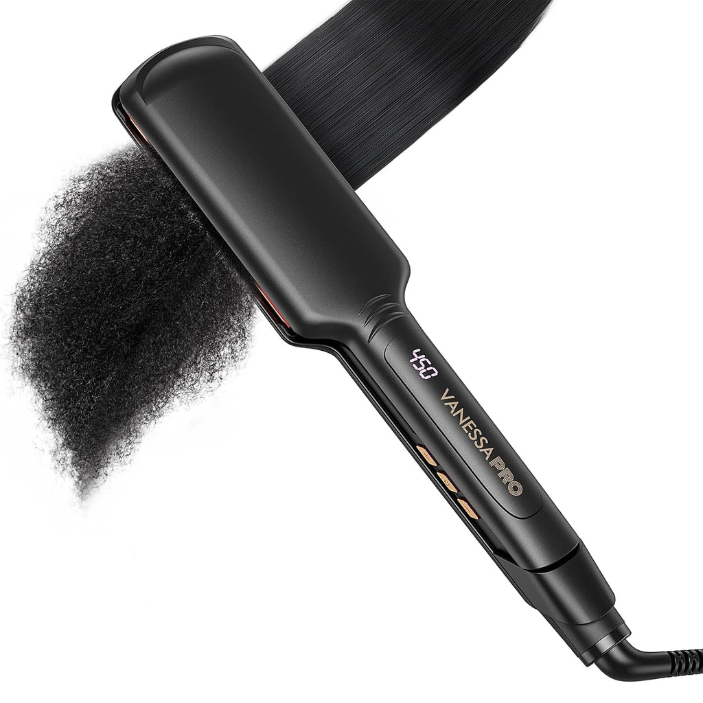 Plancha de titanio para cabello natural, plancha de pelo de 2 pulga...