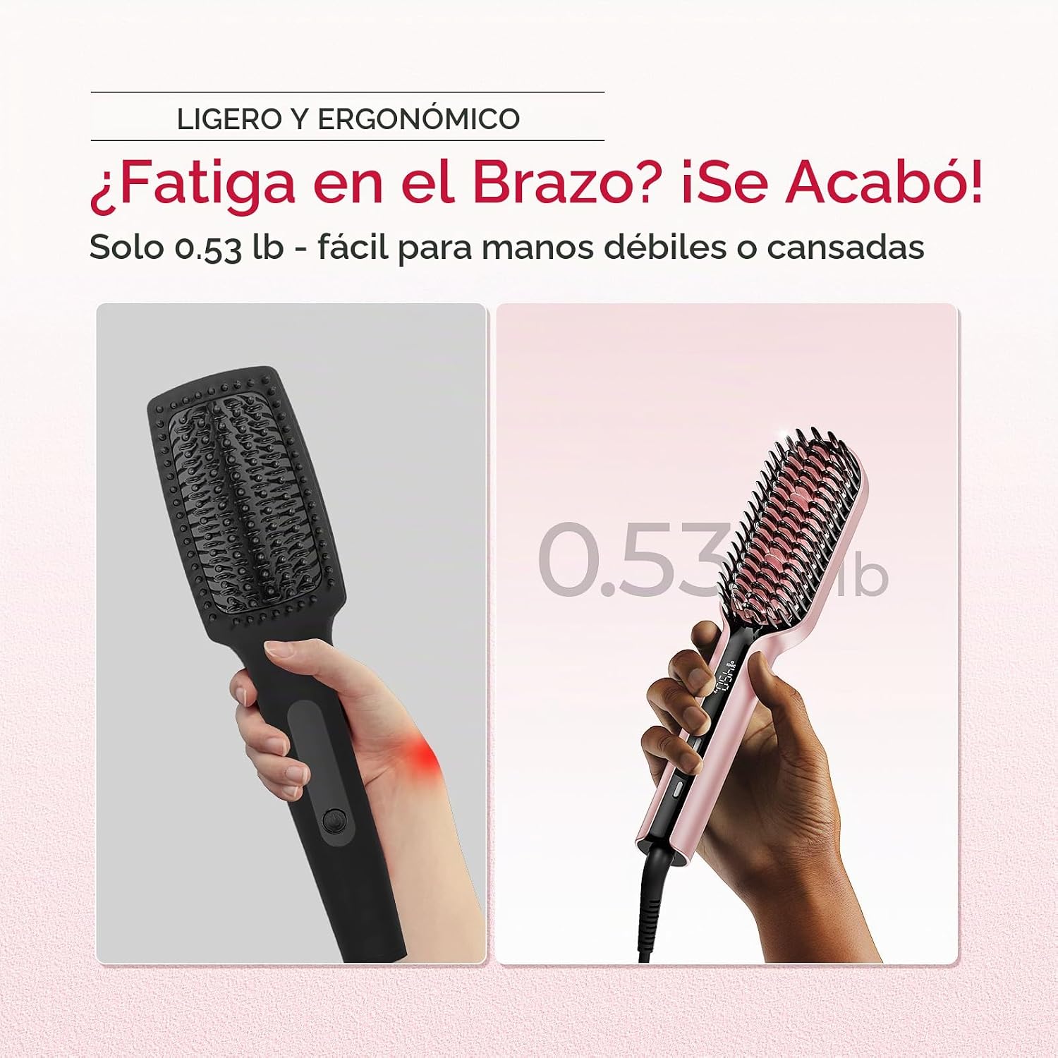 TYMO Cepillo alisador de cabello, cepillo alisador compacto iónico...