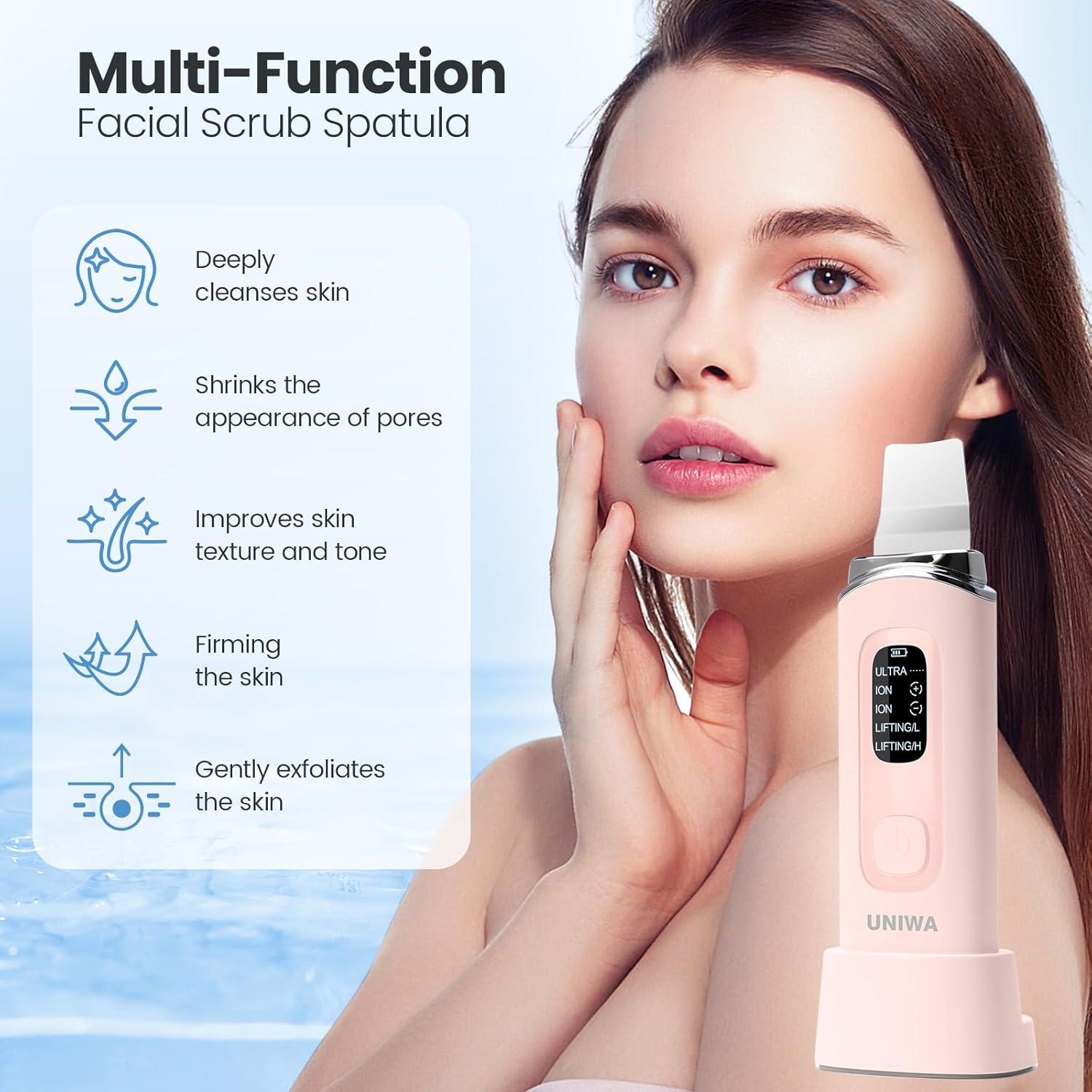UNIWA Espátula facial para limpiar la piel, limpiador de poros, her...
