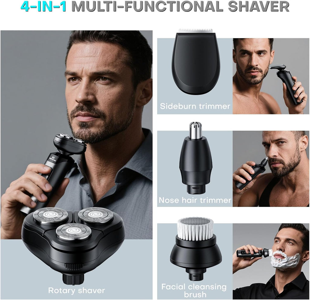 Afeitadora eléctrica 4 en 1 para hombres, afeitadora rotativa recar...