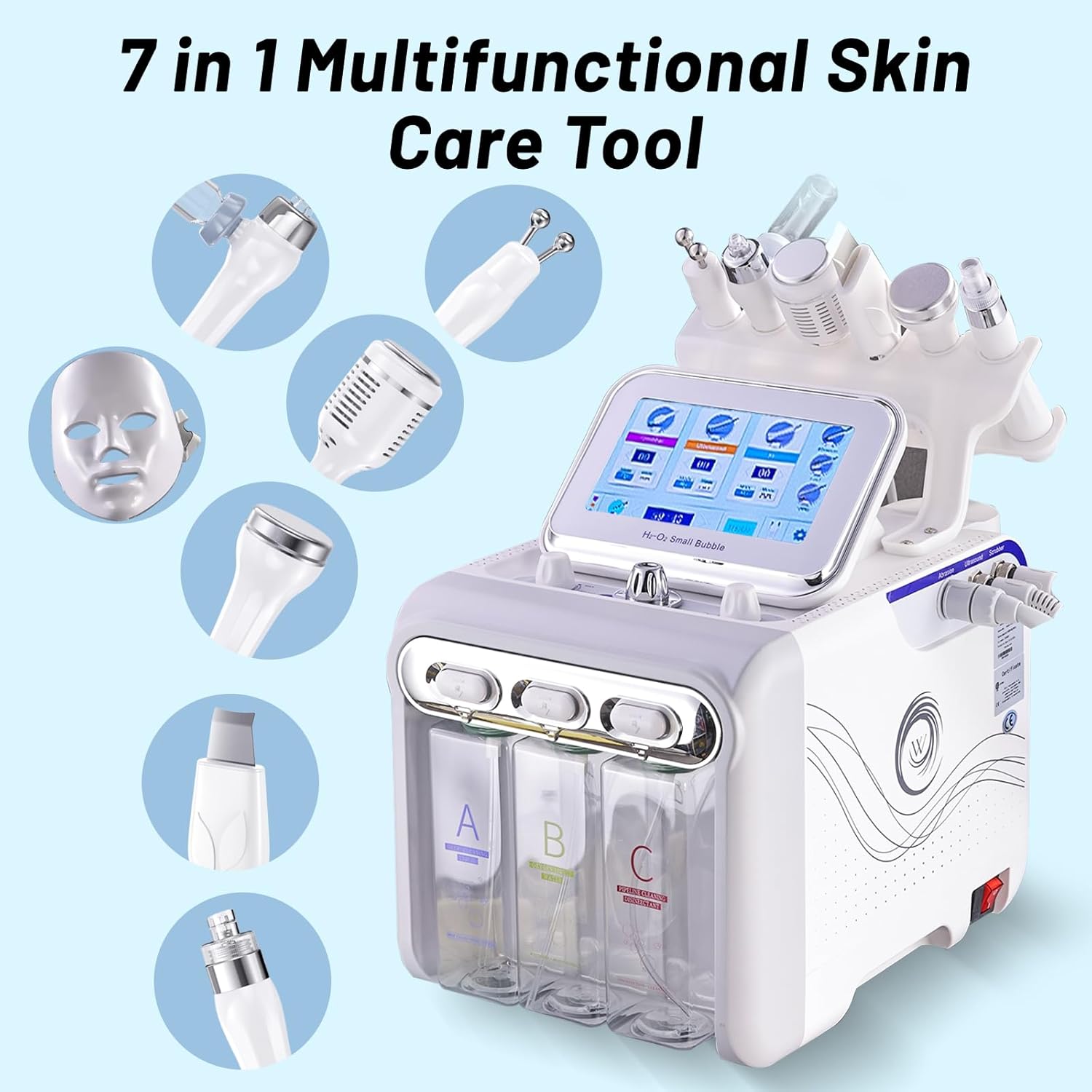 7 en 1 máquina facial de la piel de la belleza del oxígeno del hidr...
