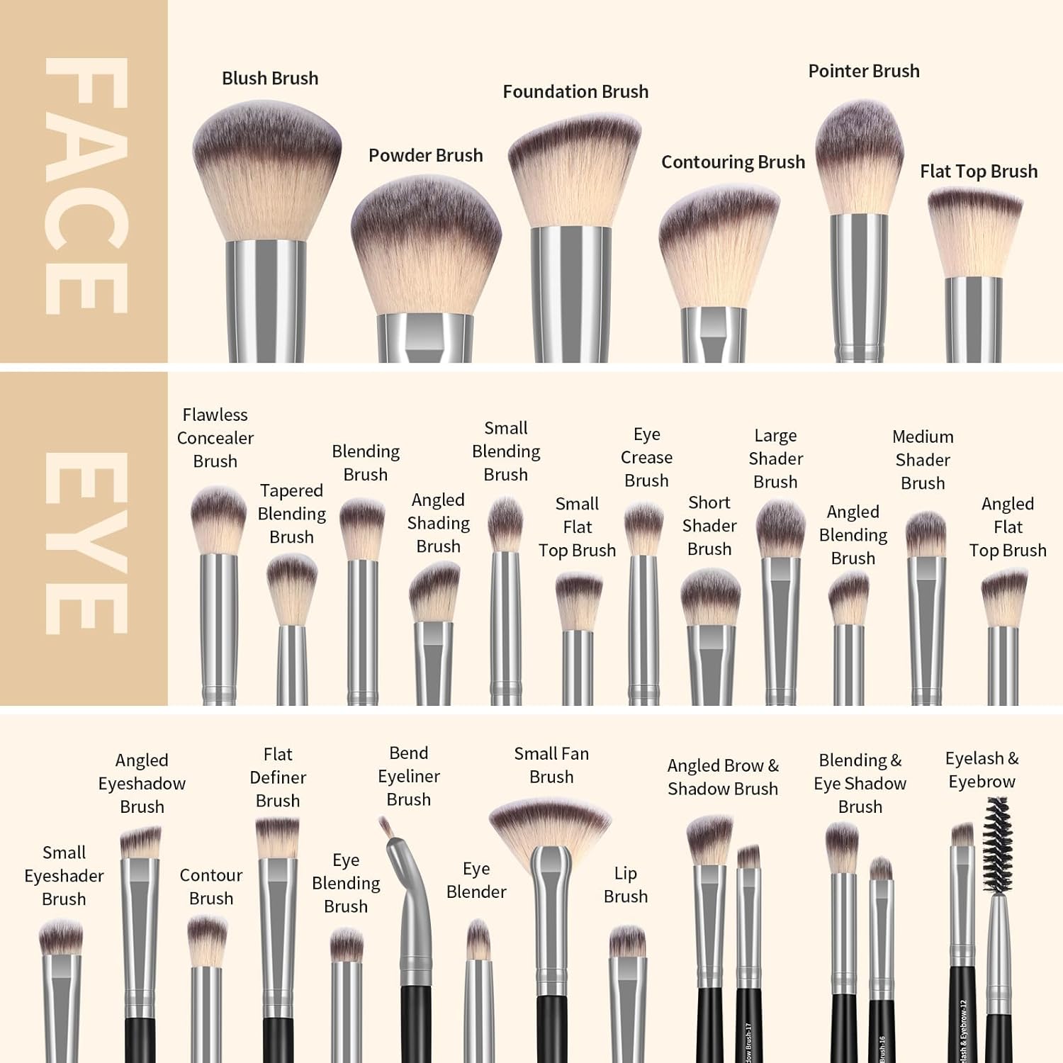 MAANGE Juego de brochas de maquillaje 51 PIEZAS, brochas de maquill...