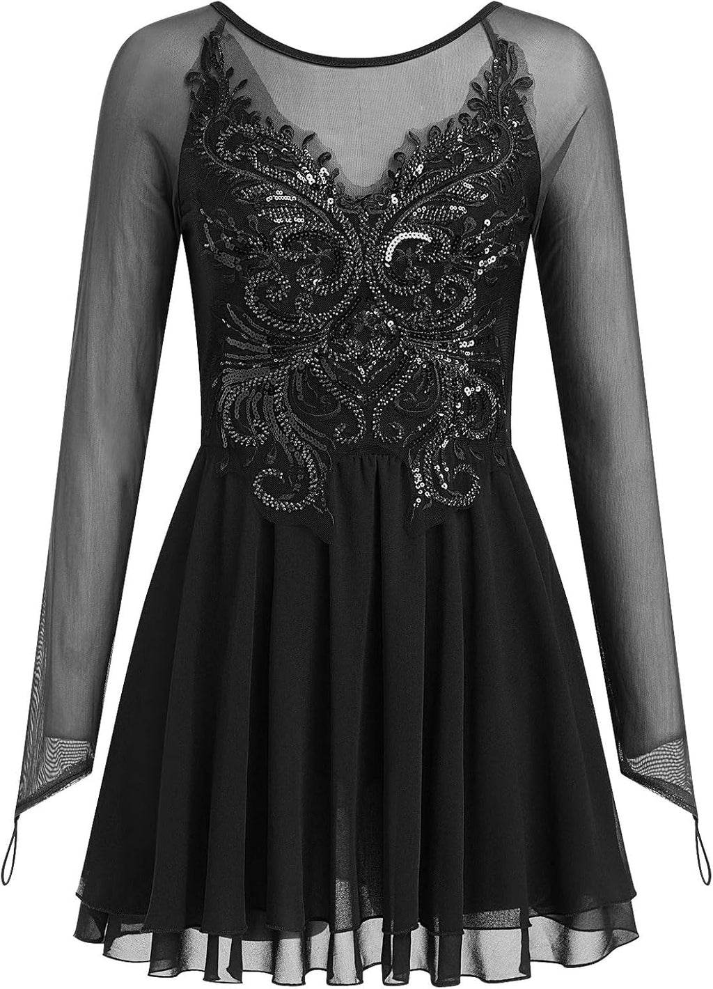 Vestido de patinaje artístico para mujer, diseño de mariposa, lente...