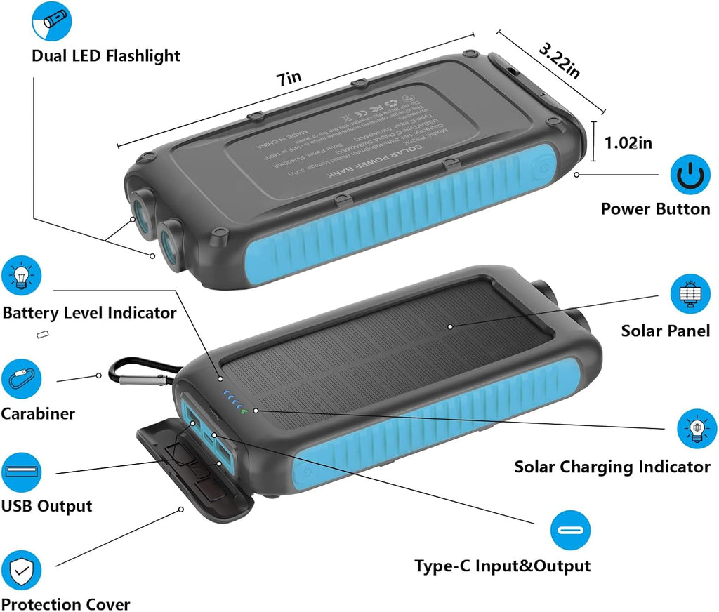 Banco de energía con cargador solar de 49800mAh portátil de carga r...