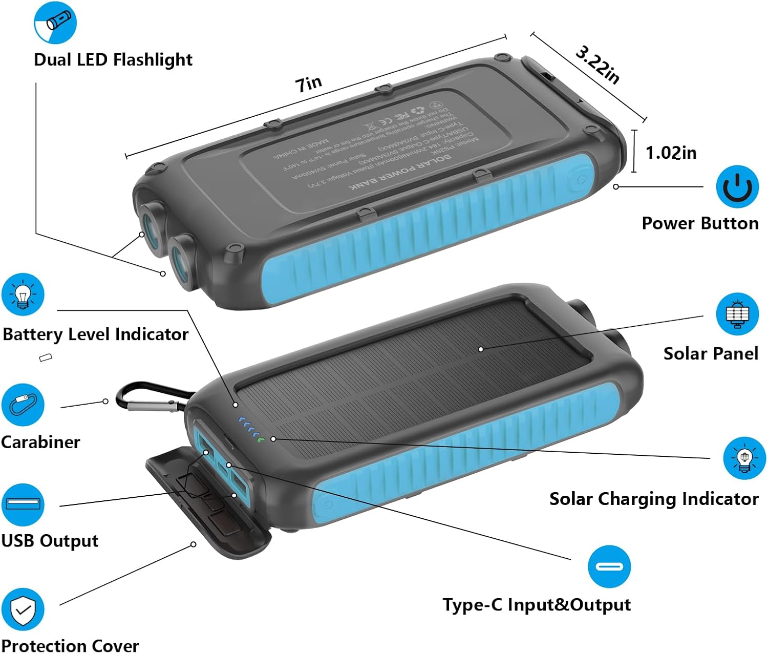 Banco de energía con cargador solar de 49800mAh portátil de carga r...