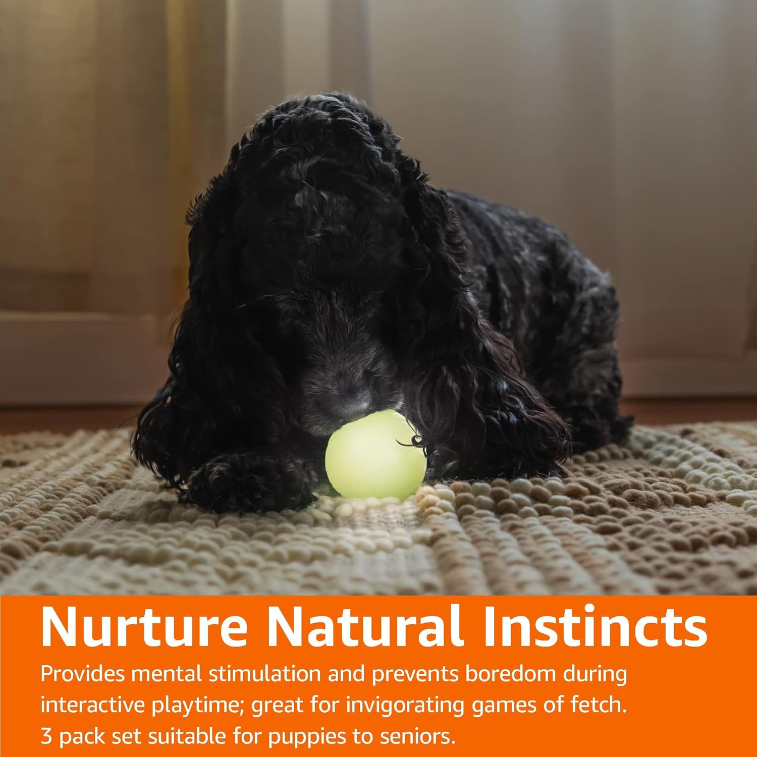 Amazon Basics Juguetes para perros, pelotas de goma interactivas qu...