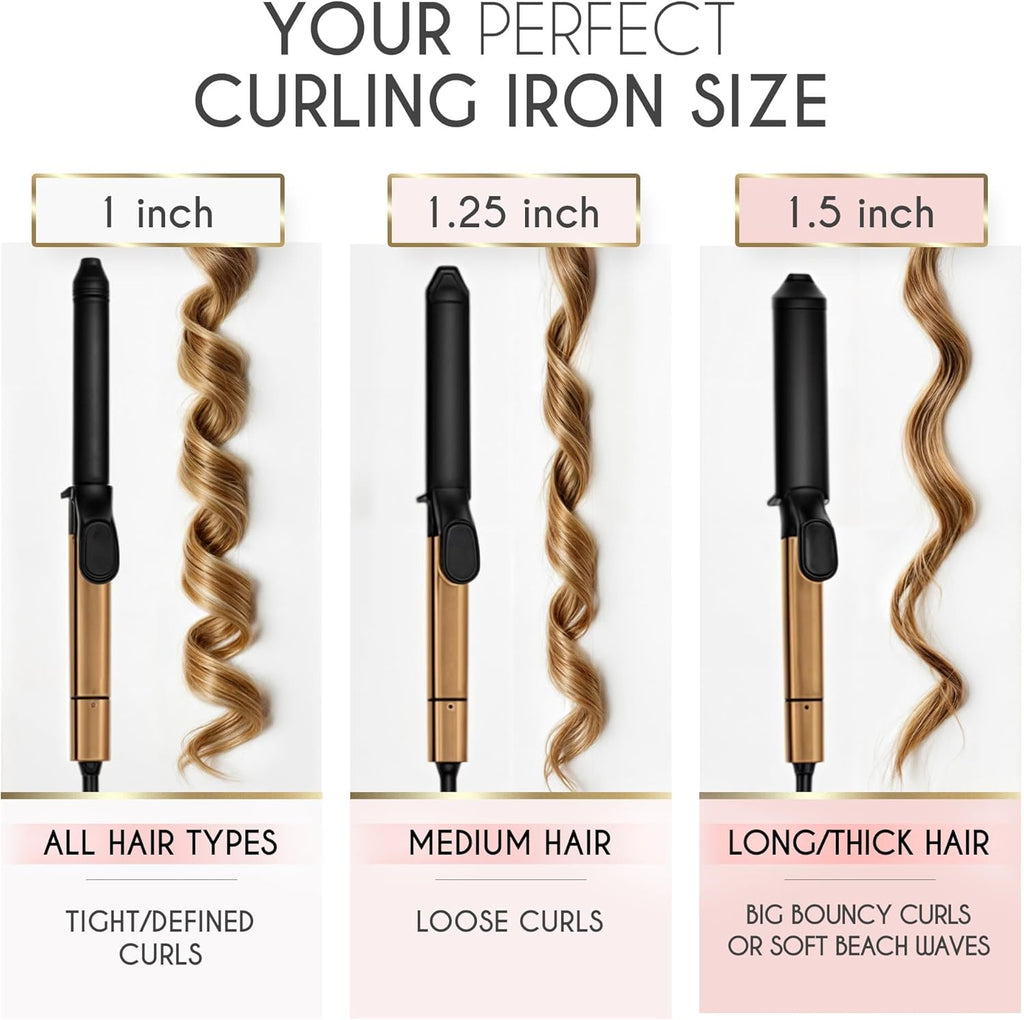 ELLA BELLA® Rizador de pelo profesional de 1 pulgada \u2022 Rizador...