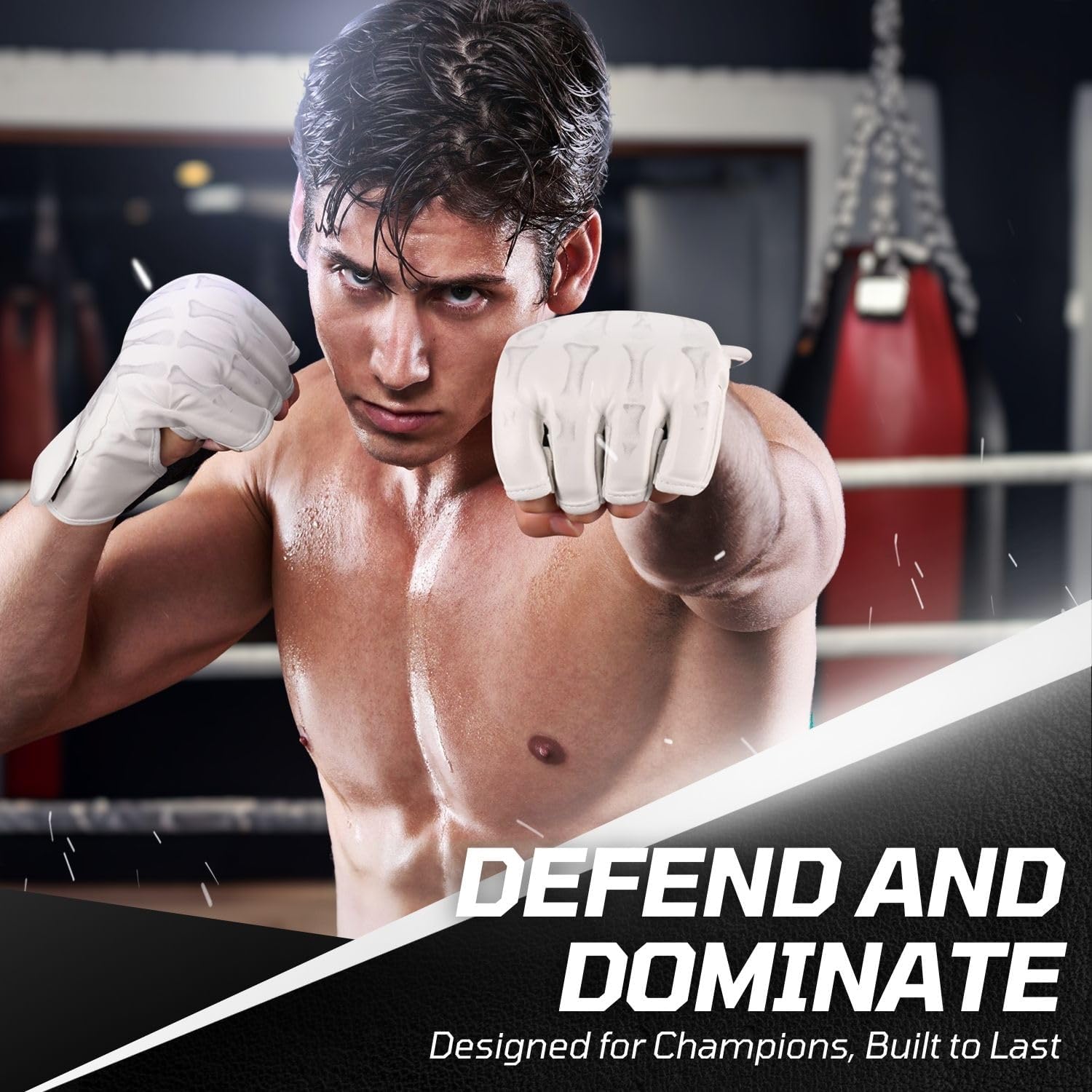 Flexzion, guantes de boxeo con dedos descubiertos - Grappling, MMA,...