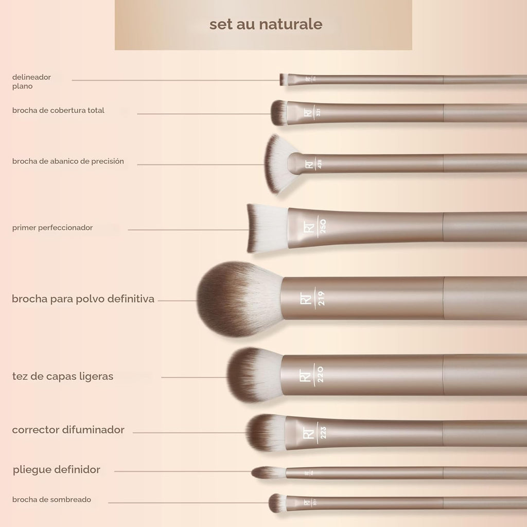 Real Techniques Juego de 9 brochas de maquillaje Au Naturale para s...
