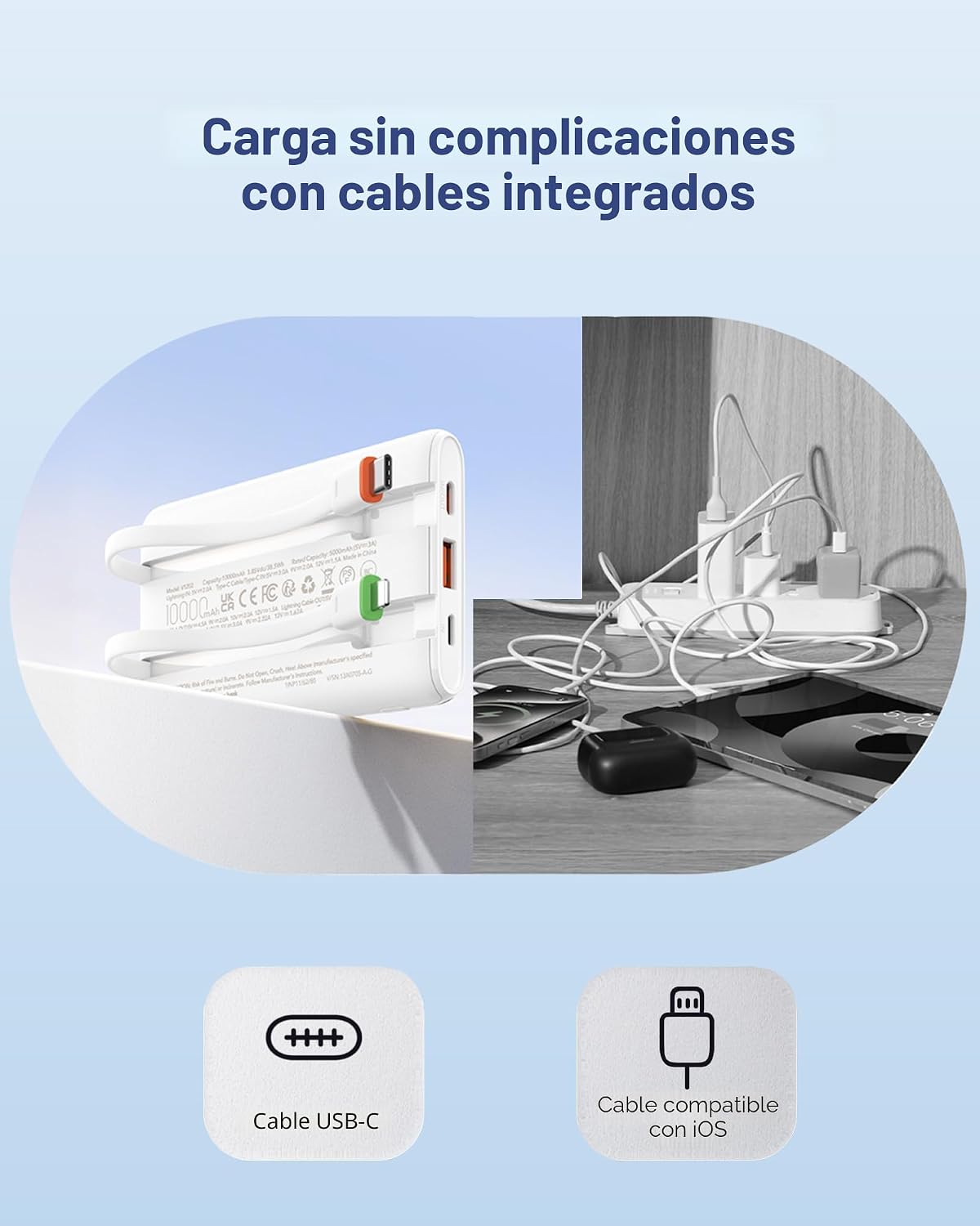 VEGER Cargador portátil de carga rápida de 22.5 W, banco de energía...